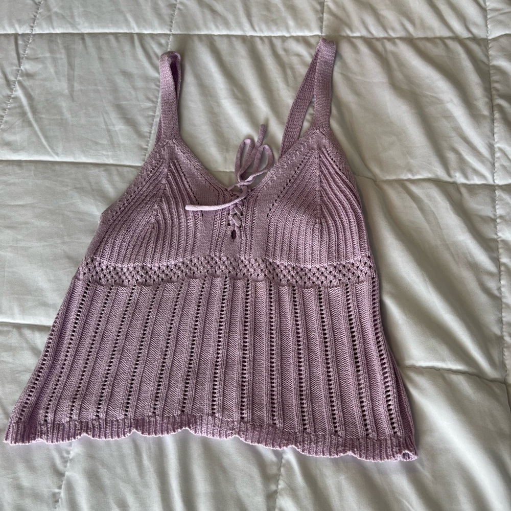 Knitted lilac strappy tank top